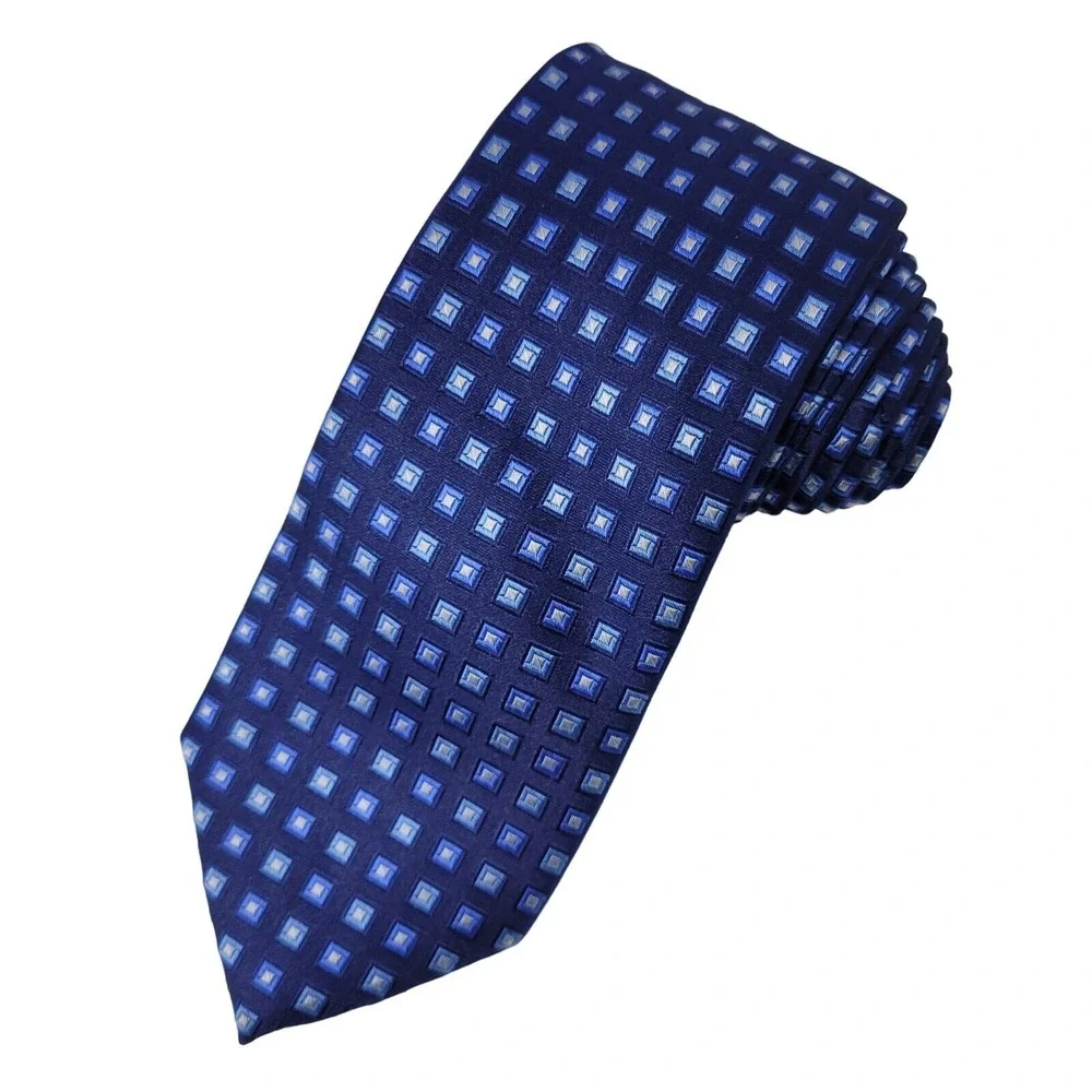 Nautica Silk Necktie Men's Foulard Square Pattern Nautical Coastal‎ Windowpane